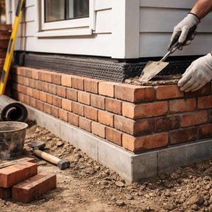 цоколь дома из кирпича