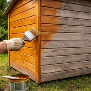 чем покрасить деревянную бытовку