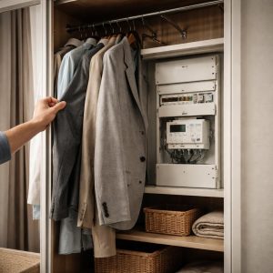 электрический щит в шкафу купе