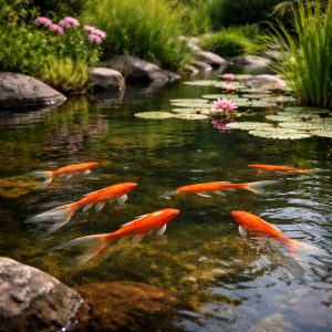 рыбка комета в пруду